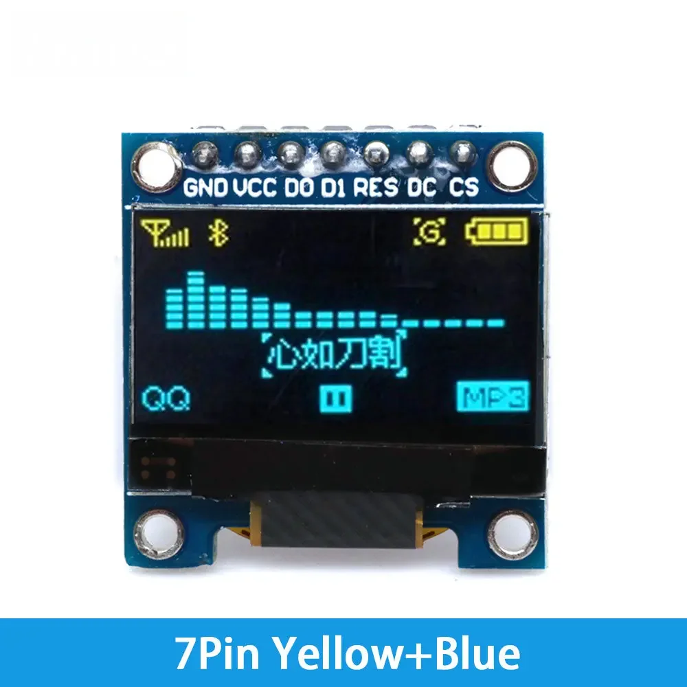 Módulo de exibição OLED SSD1306 de 0,96 polegadas - LCD I2C/SPI 128x64 com cores amarelo branco azul (encabezados de pino pré-soldado) para Arduino