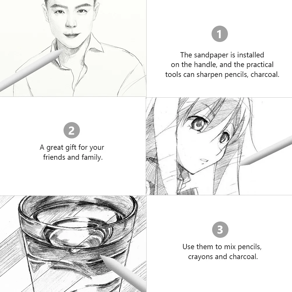 

Sketching Drawing Kit Paper Block Charcoal Pencil Sharpener Student Tools Painting Stationery Set Gifts Supplies Sandpaper