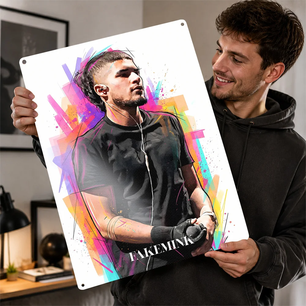 Fakemink Rapper Textured Poster Customized Metal Tin Sign Album Era Tribute Wall Art Designed For Living Room And Audio Corner