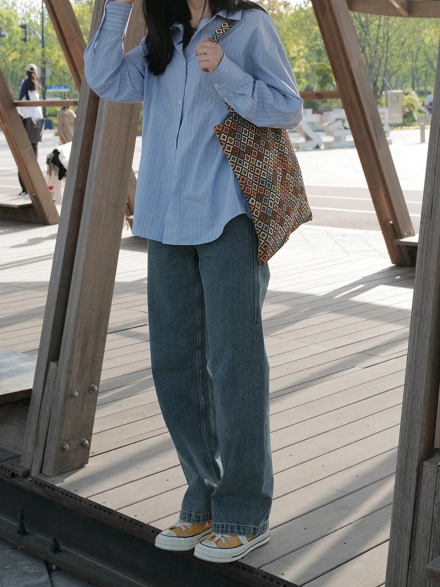 

Blue Striped Long Sve Comfortable Breathable PaperRabbit00 Pure Combed Cotton Sunscreen Outerwear irt for Women