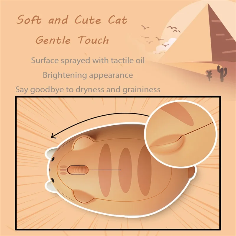 Cute Cat Wireless Mouse Ergonomic Bottom Anti slip Small And Portable Wireless Mouse Cartoon Design Mouse For Desktop Laptops