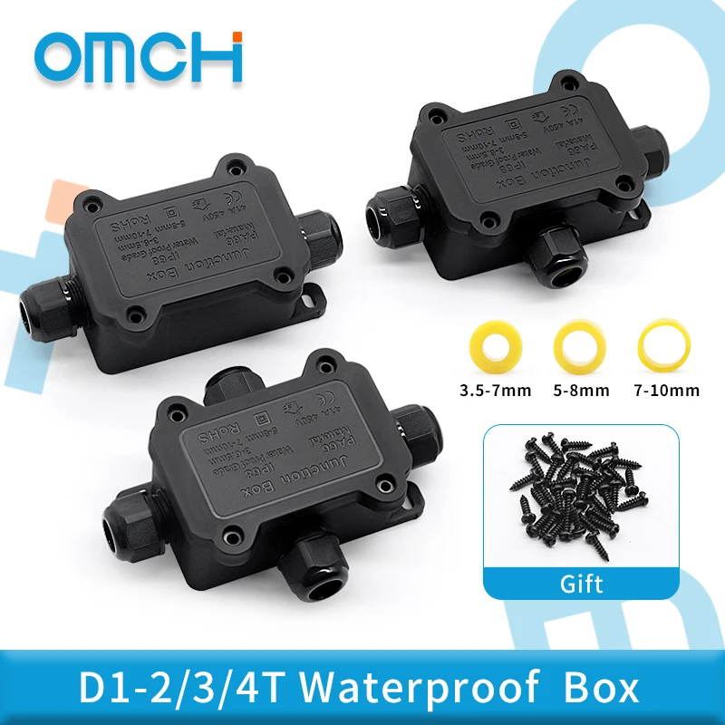 OMCH IP68 Outdoor Waterproof Junction Box 2/3/4 Way Mini Connector Box Quick Connect Terminal Block With Rubber Seal