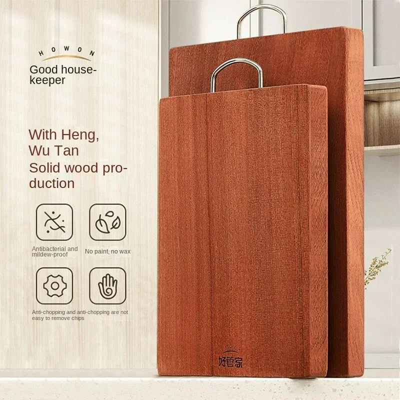 

Разделочная доска из черного дерева, домашняя Антибактериальная двухсторонняя разделочная доска из массива дерева для кемпинга