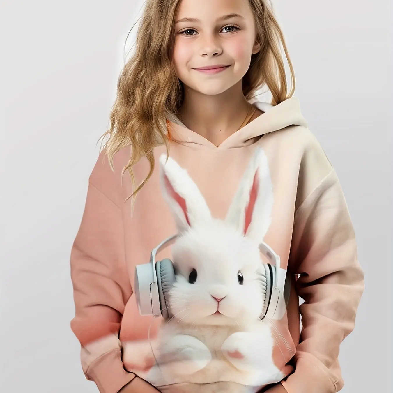 Kids Clothes Girl Hoodies Long Sleeve 3D Cute Bunny Print Children Spring Fall Clothes Casual Outdoor Stylish Girl Clothes Tops