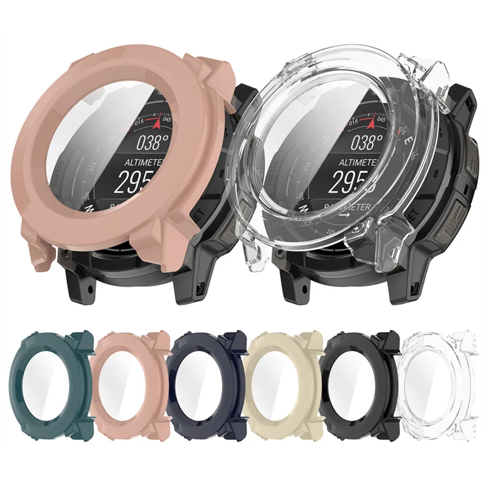 Tempered Glass Case for Garmin instinct 3 45mm 50mm Screen Protector Frame Bumper Cover Case Accessories