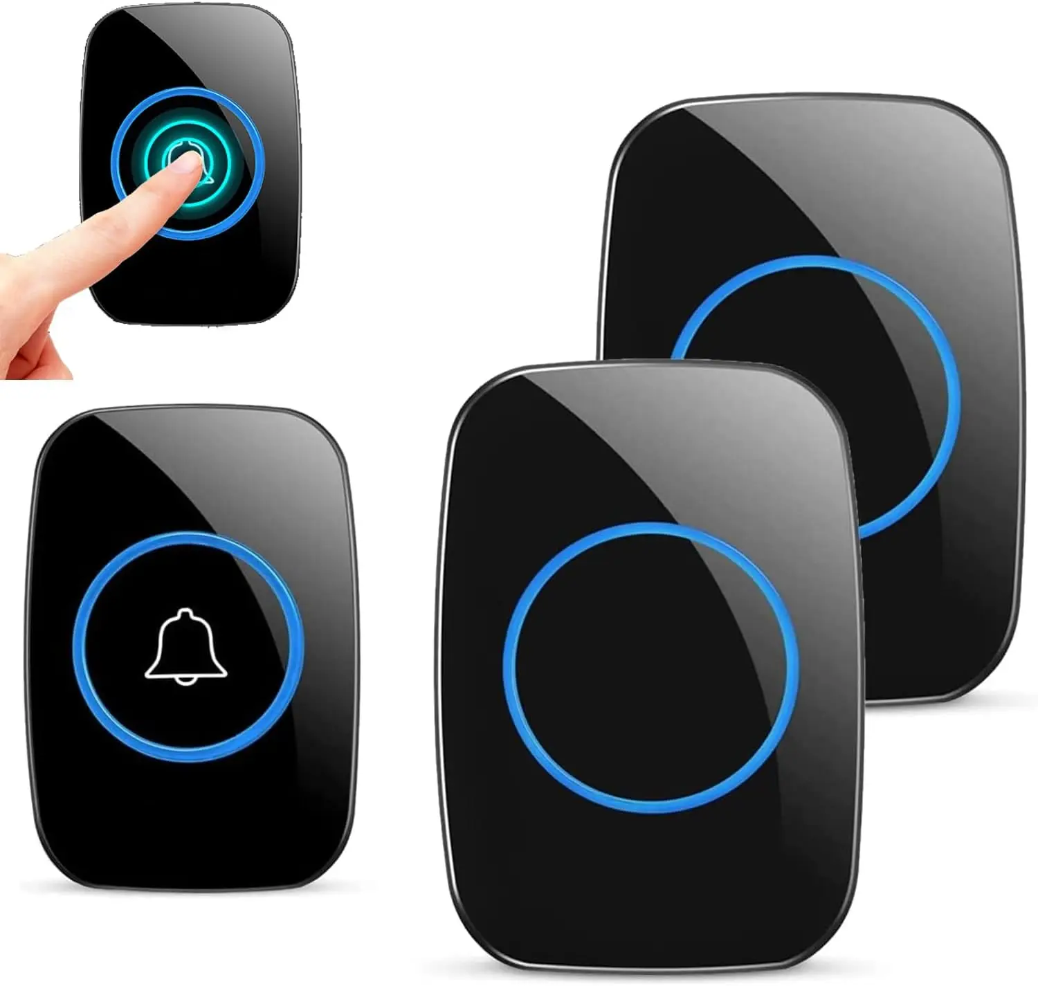 

Оптовая продажа, умный беспроводной дверной звонок, простая установка, водонепроницаемая сенсорная кнопка, светодиодный светильник, дверные звонки, вращающийся дверной звонок для дома