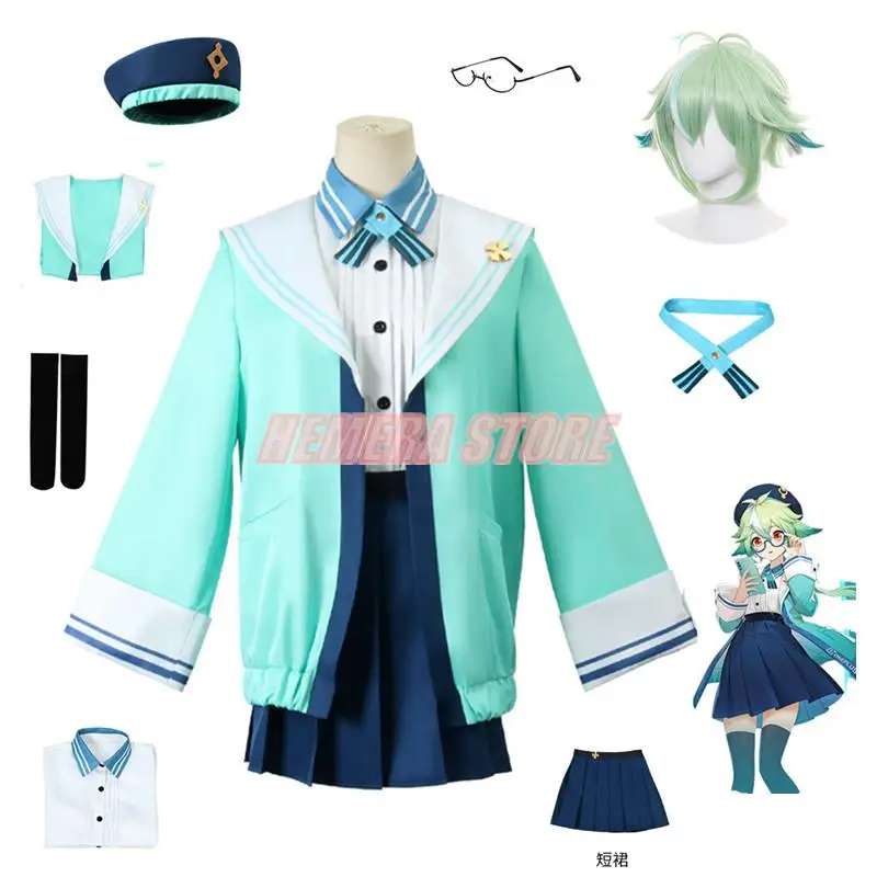 Sucrose Cosplay Kostuum Pruik Genshin Impact Sucrose Vrouwen Schattige Jk Uniformen Spel Uniform Role Cosplay Voor Vrouwen Cadeau Mode