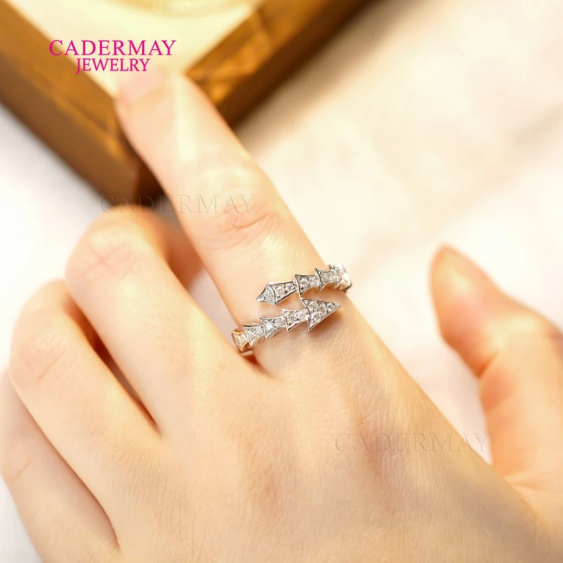 

Cadermay Fashion Unique Original Design 925 Silver VVS Moissanite Eternity Band Christmas Tree Ring Snake Ring for Gift Party