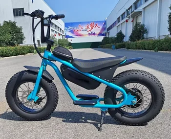 Image 2024S16 New popular kids' scooters 16 inch fat tire 500w 48V13AH hub motor mini bike carbon steel high load capacity kids' bikes