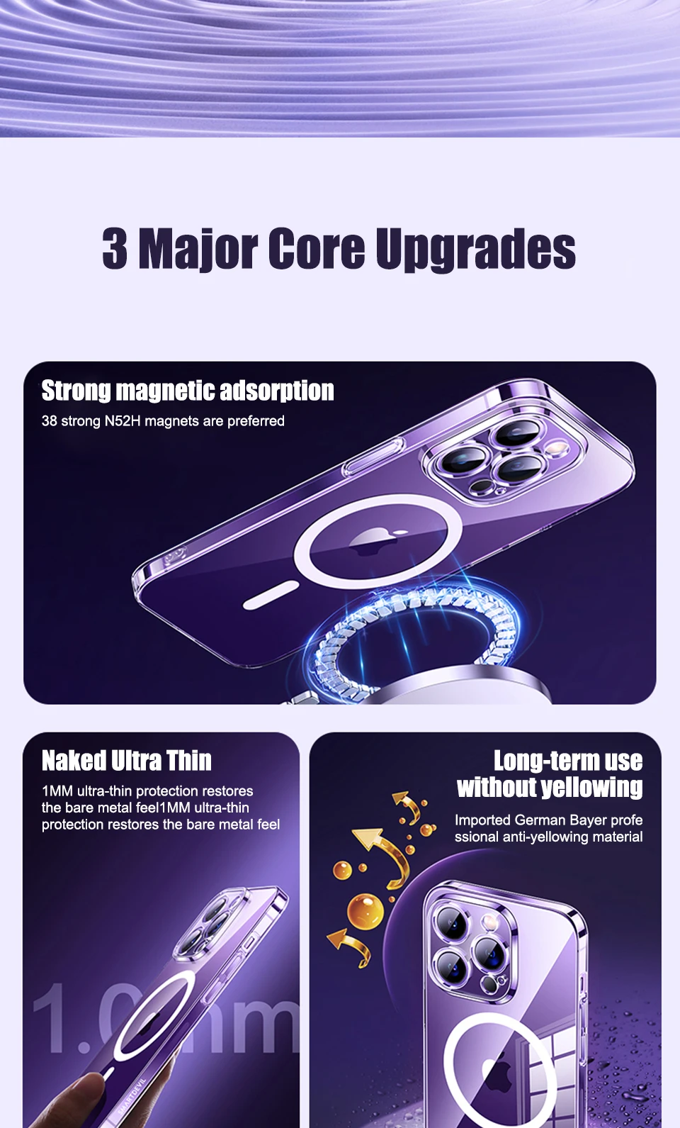 Magnetische transparente Hülle für iPhone 15 14 11 13 12 16 Pro Max Plus für Magsafe Clear Wireless Charging Cases Telefonzubehör – Detail 3