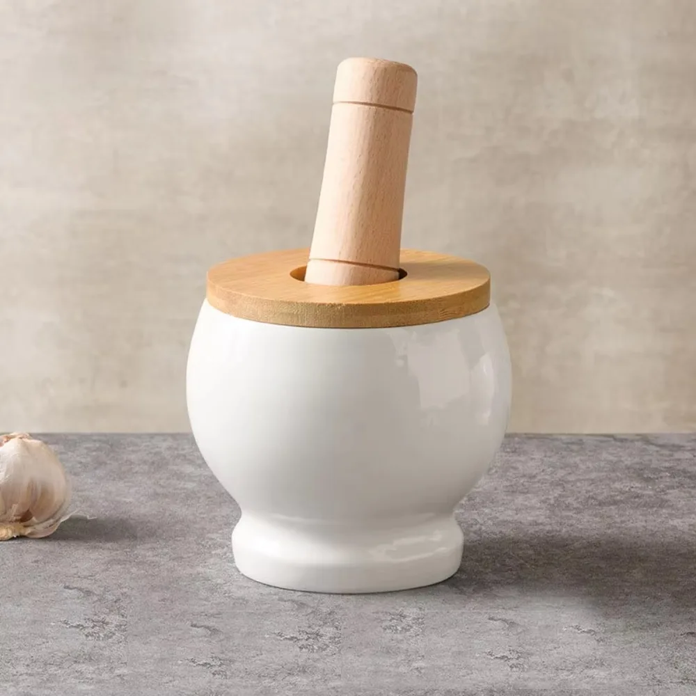 

Kitchen Gadgets Ceramics Garlic Grinding Jar Cartoon Cat Pattern Spices Mill with Lid Household Pounding Garlic Jar Seasoning