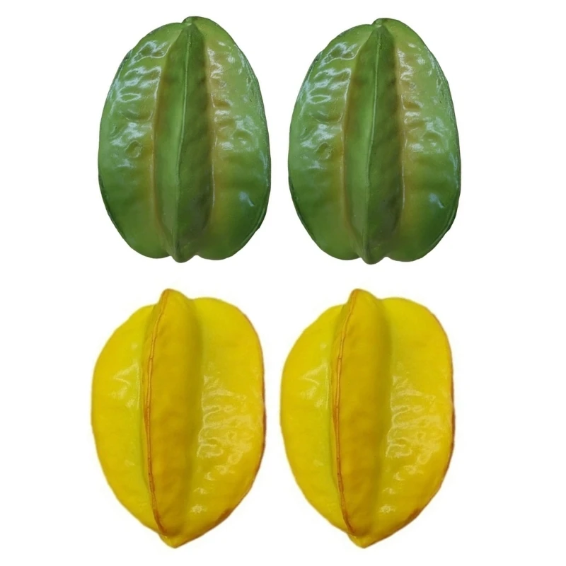 

Set of 2 Convincing Carambola Imitations Ornament for Food Displays and Arrangement 15UB