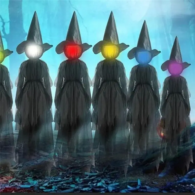 Innovative Halloween Light Up Hand-Holding Witch 1PC Shalloween Colourful Glow Sound-Activated Decoration Prop