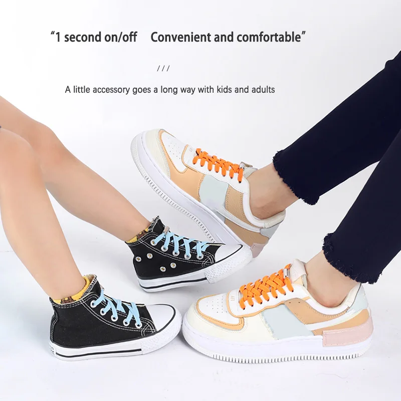 No tie shoelace buckle lazy children elastic elastic no tie flat shoelace rope men and women do not need to tie the fixed magic