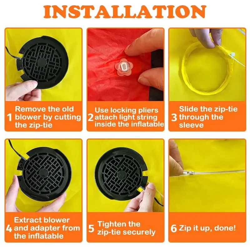 Y42A-交換用インフレータブルファン 12V 1.2A、ミニエアブロワー、12V 1.5Aアダプター&屋外庭用3 LED電球付き-米国プラグ付属