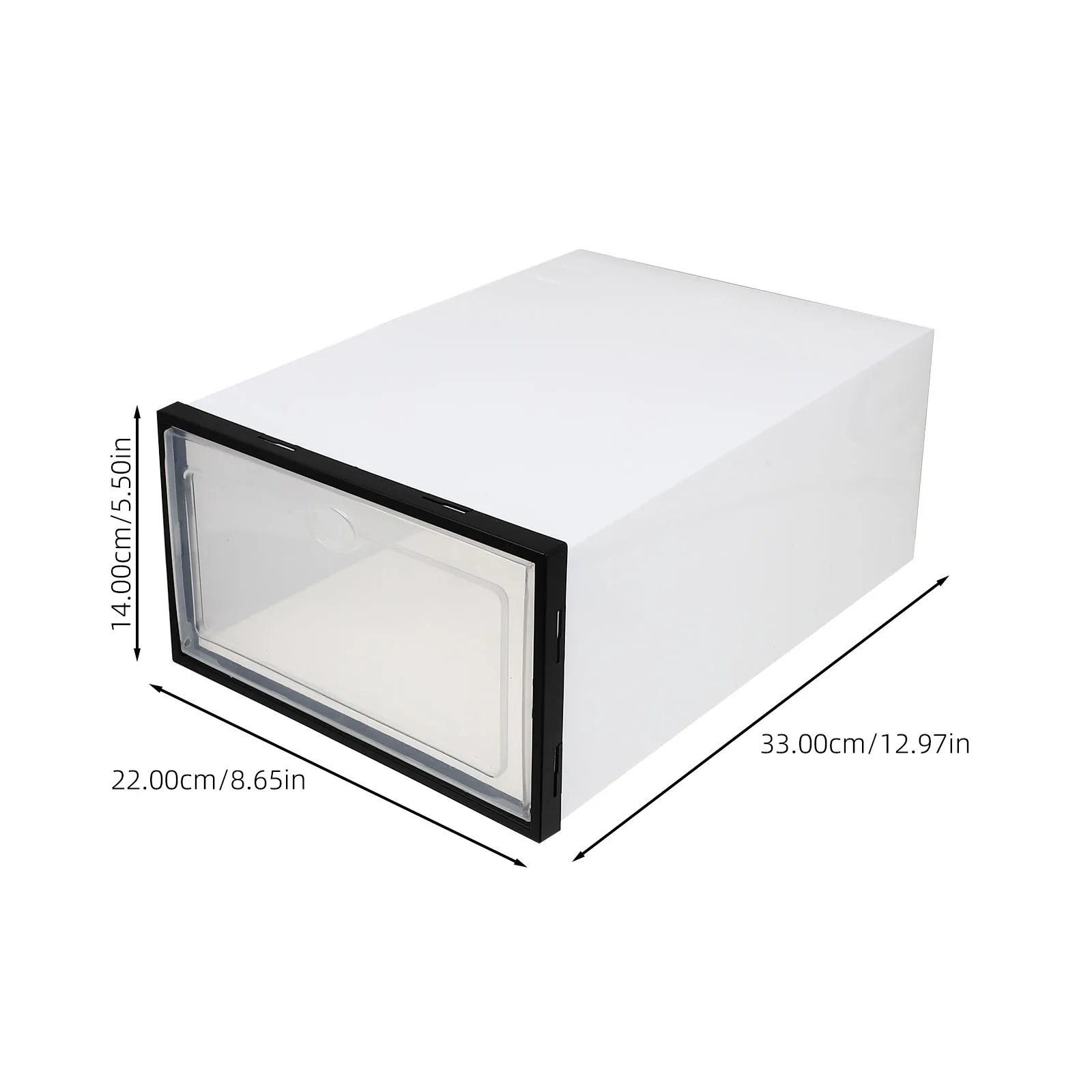 

4 Pcs Thickened Transparent Plastic Shoe Boxes Home Waterproof Dustproof Storage Containers Black Frame White Color