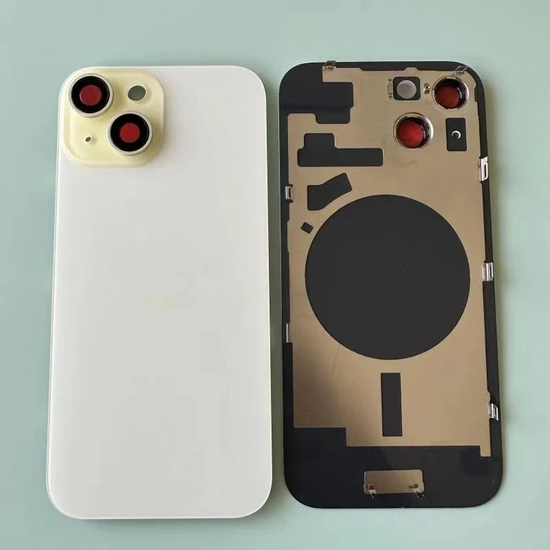 back Glass Material For Iphone 15 / 15 Pius Back Battery Cover +Middle Chassis Frame Housing Case Repair Parts
