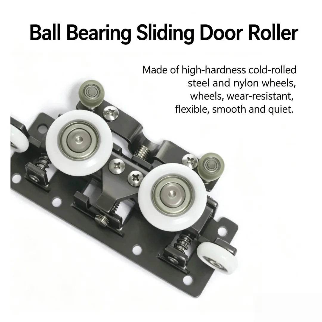 Trackless Ghost Door Hardware Kit, Concealed Hidden Slide Rail & Bottom Rollers, Suspended Hanging Sliding Door Fittings
