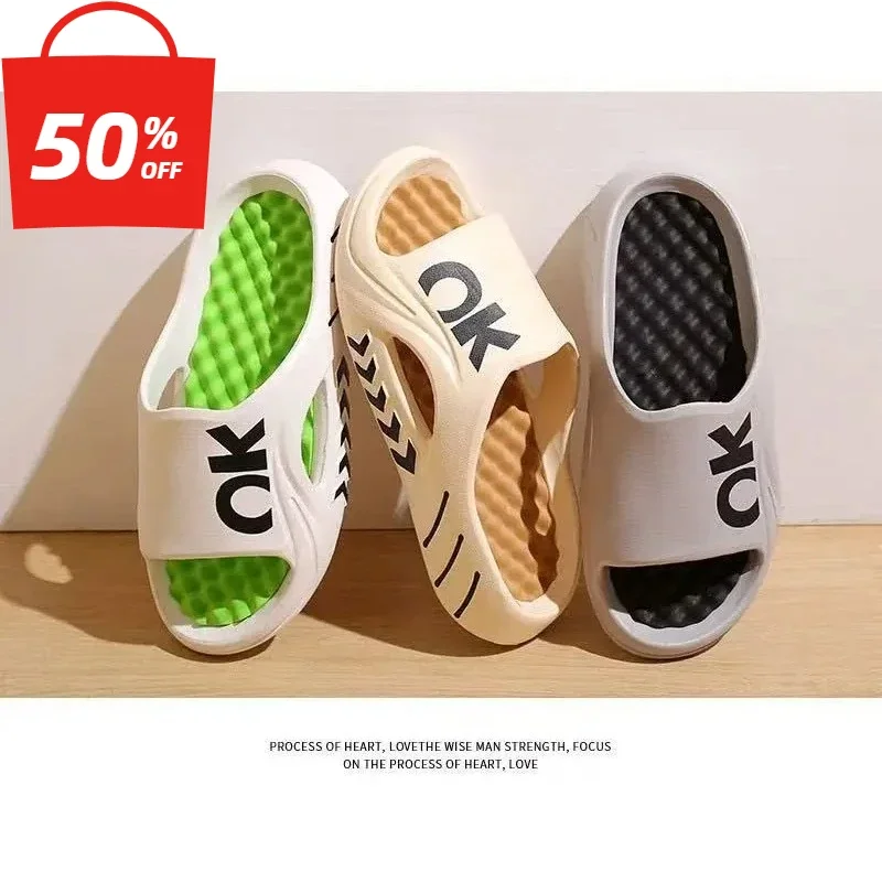 Para hombres, usan zapatillas de playa antideslizantes, antiolores y con suela de masaje al aire libre en verano con chanclas que se siente como las hueces