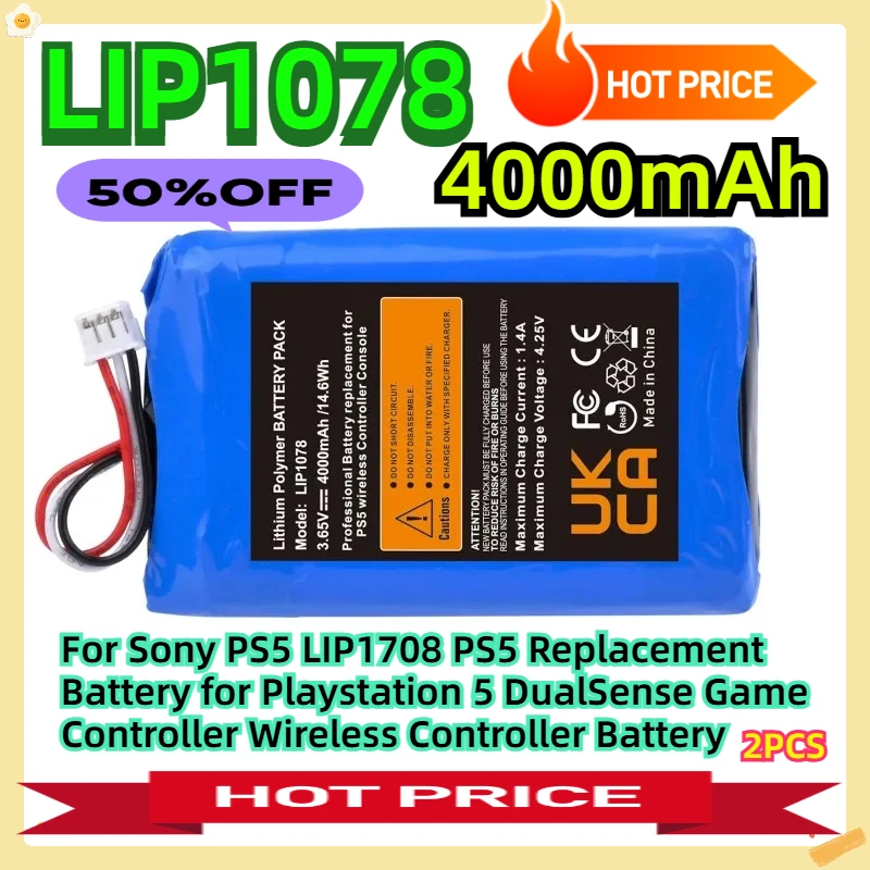 

For Sony PS5 LIP1708 PS5 Replacement Battery for Playstation 5 DualSense Game Controller 4000mAh Wireless Controller Battery