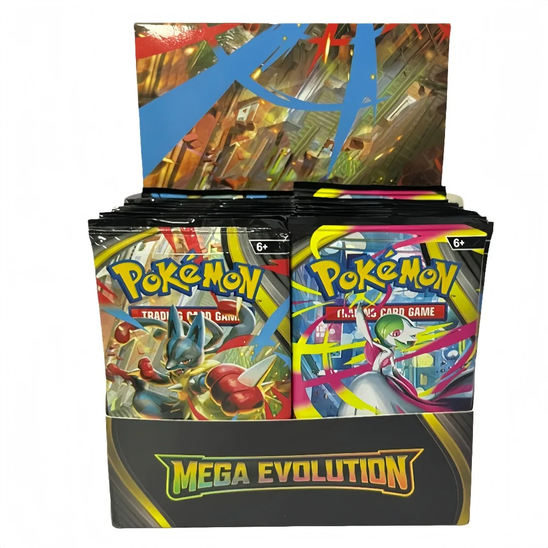 360PSC TCG Mega Evolution Booster Box, 36 Packungen, englische Sammelkartenspiel-Karten, Lucario Gardevoir Kampfkarten, Kindergeburtstag