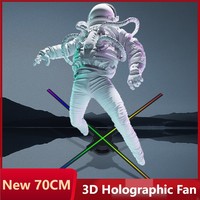 New 70CM Naked Eye 3D Holographic Fan Advertising Machine with 832 Beads WIFI Control LED Fan Suspension Imaging Projector Stand