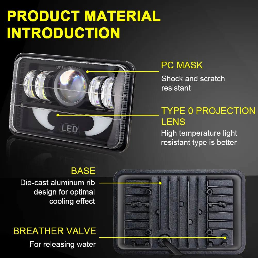 7inch H4 Led Light For Jeep Wrangler Toyota Nissan Ford off road Square Headlight Assembly Turn Signal DRL 7x6 5X7\