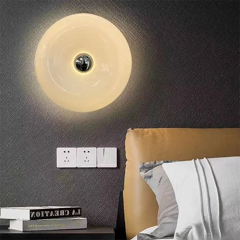 Lámpara de pared de Donut de estilo escandinavo, luz nocturna de atenuación para dormitorio, Bauhaus, mesita de noche, lámpara de mesa ambiental, luz de pared de puerta de Halloween