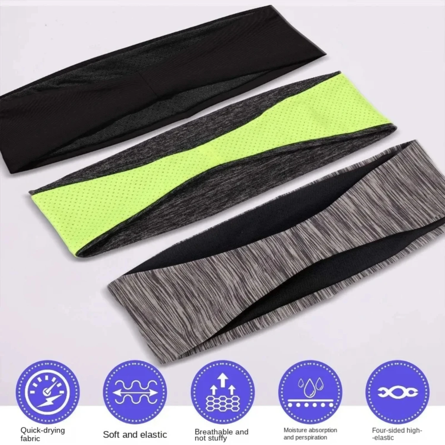 Sweatband  Men Women Elastic Sport Hairbands  Band Yoga Headbands Headwear Headwrap Sports Hair Accessories Safety Band