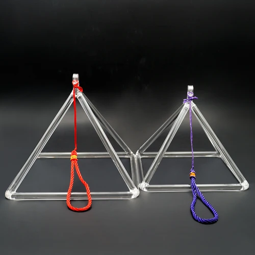 Imagen 2 del producto Hye-eun-pirámide tibetana de cristal transparente de 3-10 pulgadas, instrumentos curativos de energía y sonido, torre Triangular de cuarzo, meditación de Yoga