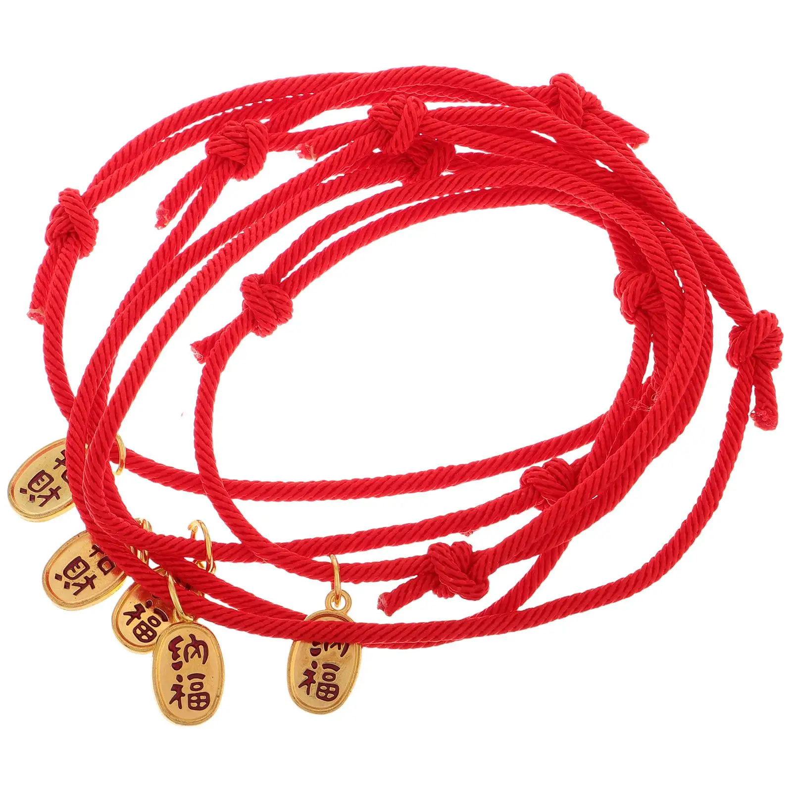 

5pcs Cat Collar Handwoven Adjustable Necklace Lucky Red Rope Pearl Pendant Small Dog Cats Accessories Cute Pet Jewelry