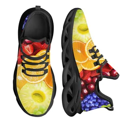 INSTANTARTS Orange Banana Strawberry Fruit Print Mesh Sneakers for Women Lightweight Platform Shoes Female Cushion Zapatillas