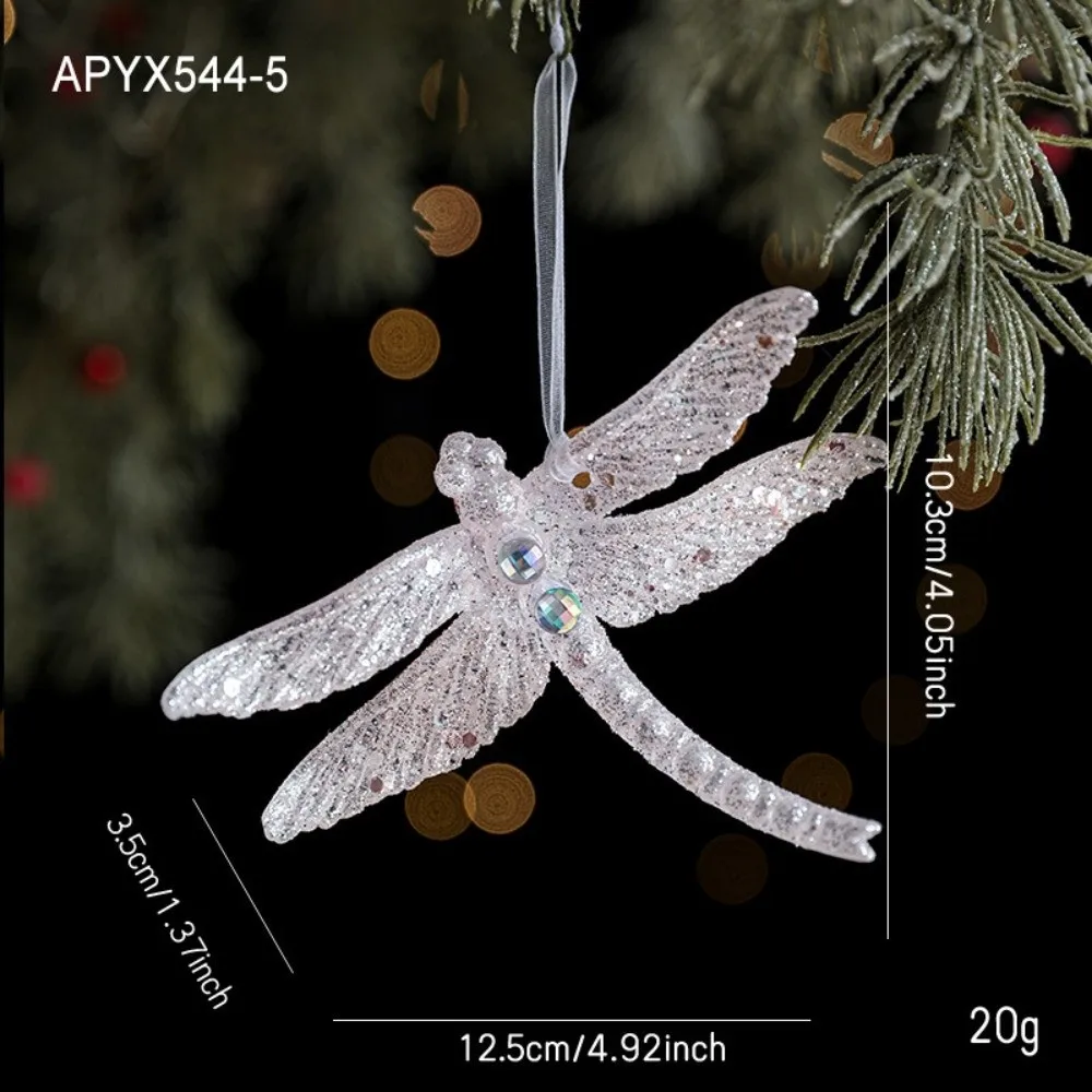New Glitter Plastic Pink Christmas Ornament Angel Candy Bell Decoration Bow Dragonfly Reindeer Pendant Christmas Decoration