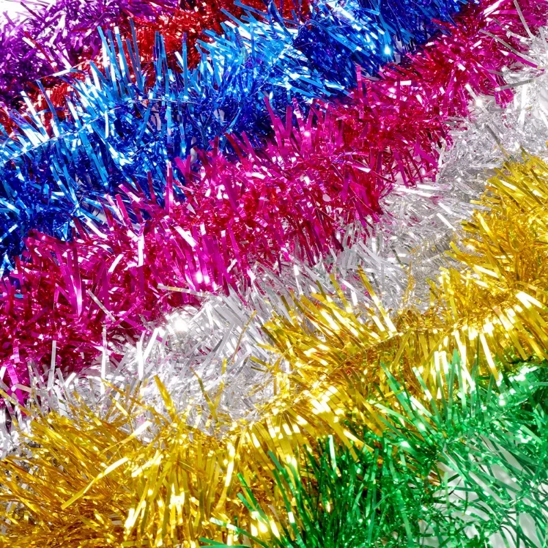 Christmas Ribbon Garland Xmas Tree Tinsel Wall Hanging Rattan Tassle Ribbons DIY Birthday Wedding New Year Party Decoration