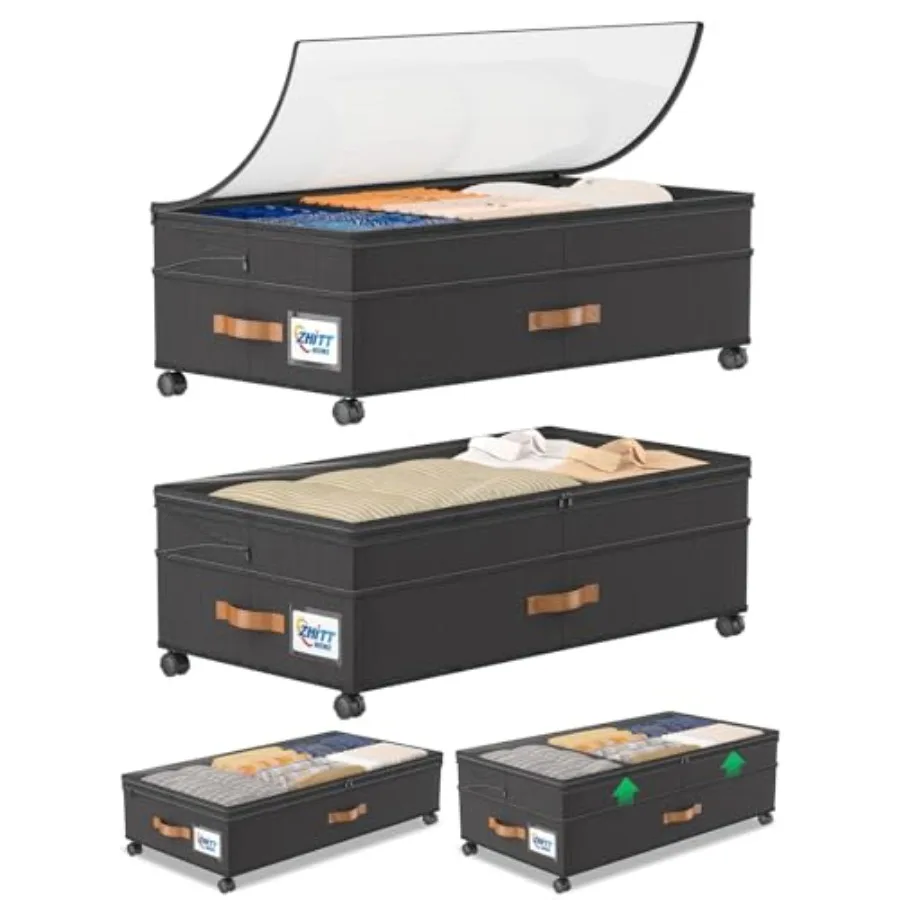 

Under Bed Storage with Wheels 2-Pack 72L XXXL Scalable Under Bed Storage Containers with Transparent Lids Underbed Storage Orga