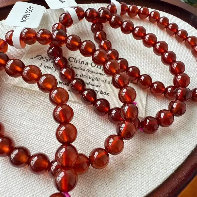 

7MM Natural Orange Red Garnet bead Bracelet Jewelry Adjustable Chain Quartz Crystal Stone Bangle For Women Gift 1pcs