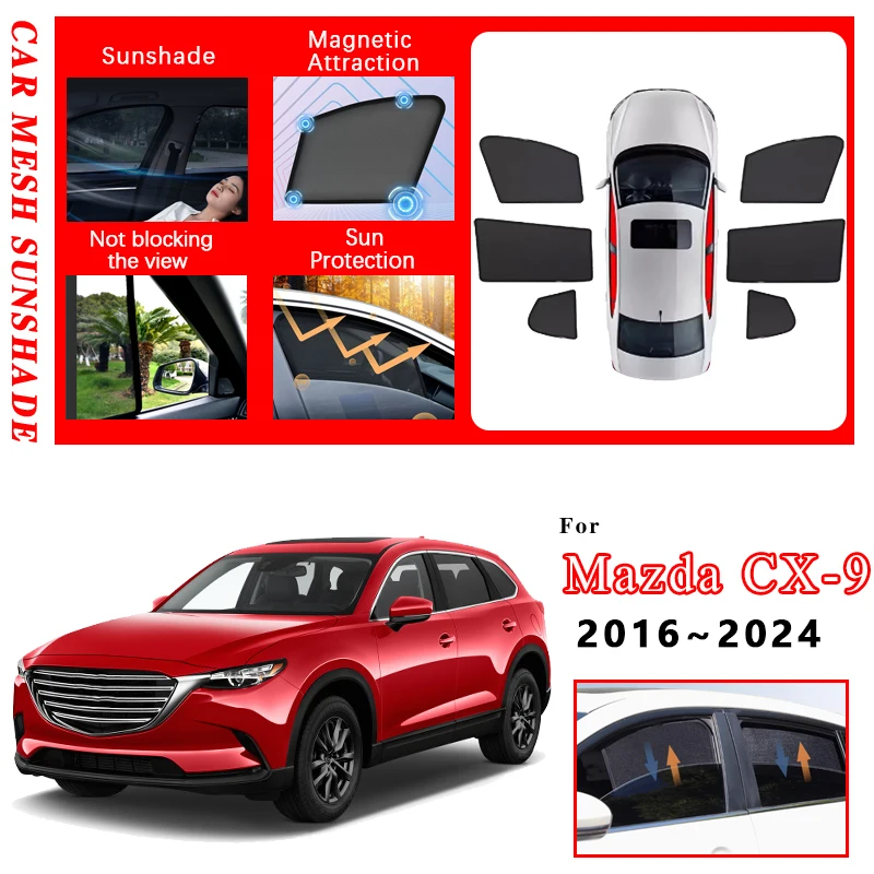 

Автомобильные солнцезащитные козырьки для Mazda CX-9, аксессуары CX9 CX 9 2016 ~ 2024, антигрязный чехол, солнцезащитный крем, солнцезащитный козырек, солнцезащитные козырьки