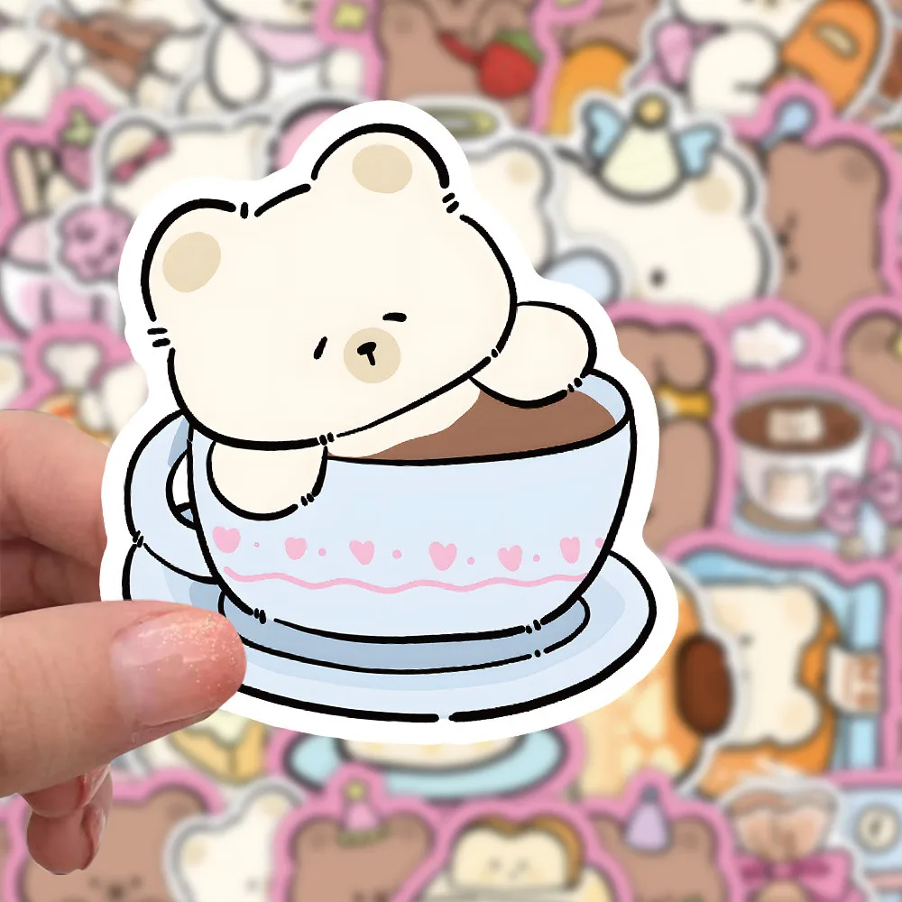 50 шт., милые мультяшные корейские наклейки с изображением медведя, граффити для велосипеда, ручной пенал, наклейки, аниме, Worlds Store