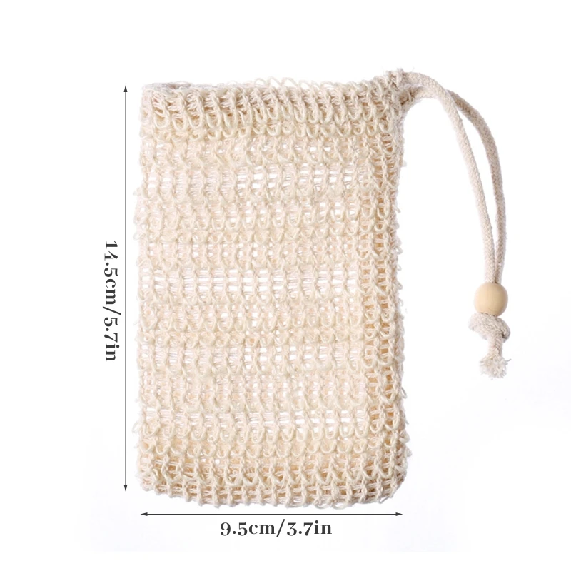 10Pcs Soap Exfoliating Bag Pouch Natural Ramie Mesh Soap Saver Bags with Drawstring Bathroom Shower Body Cleaning Supplies