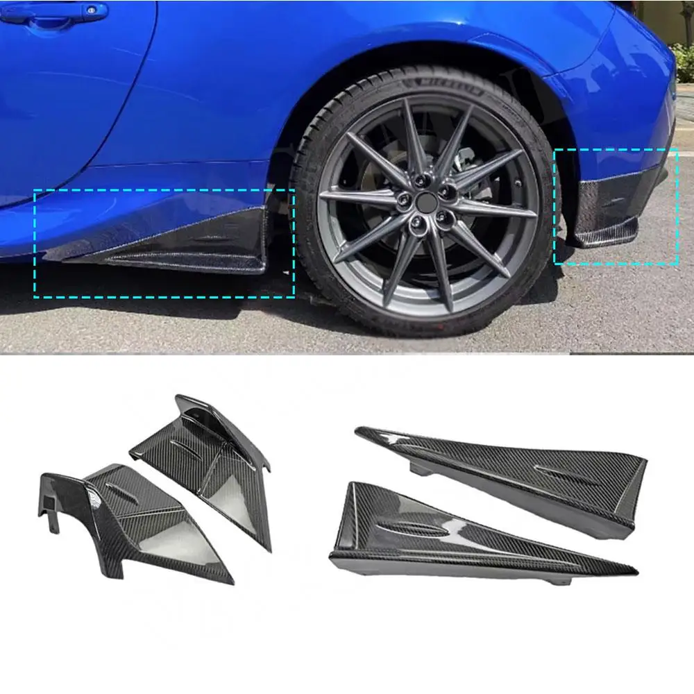 

For Toyota GR86 Subaru BRZ 2021+ 4pcs/set Carbon Fiber Rear Bumper Splitters Rear Side Skirts Splitters Flaps Apron FRP BodyKit