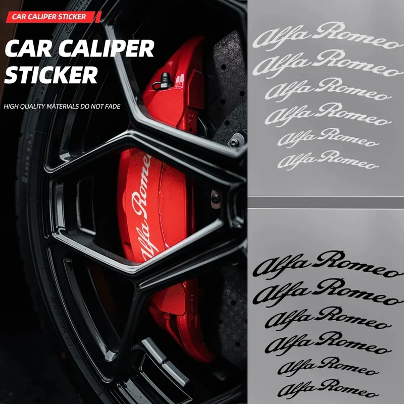 6pcs Car Brake Caliper Sticker Heat Resistant Decals for Alfa Romeo 147 155 156 159 Mito Giulia GT Giulietta Stelvio Tonale 166