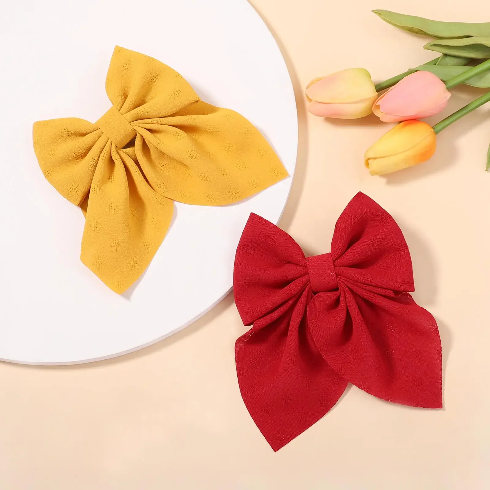 New Women Sweet Solid Bowknot Hair Clips Girls Print Bow Hairpins Ribbon Butterfly Barrettes Duckbill Clip Kids Hair Accessories