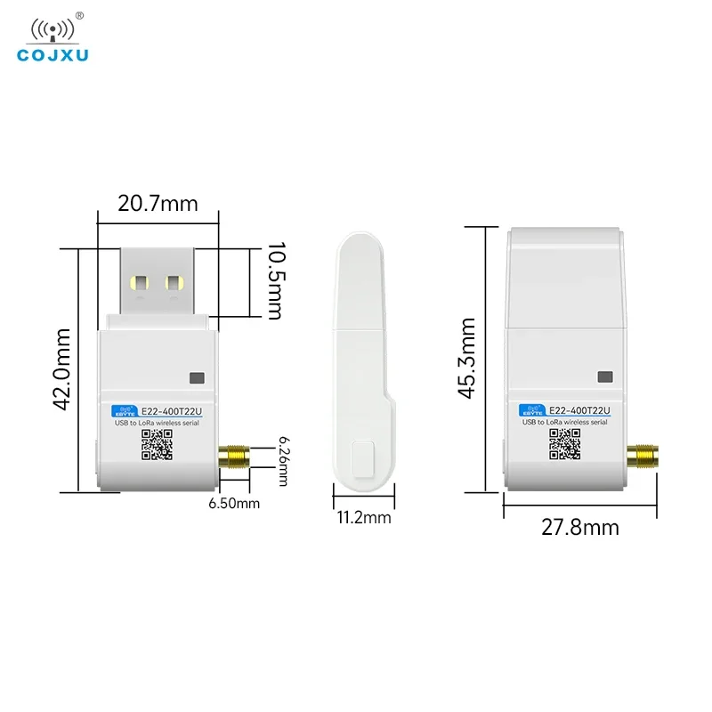 LoRa Module 400MHz USB Interface COJXU E22-400T22U 22dBm DIP Wireless Module With Antenna Long distance 5KM RSSI LBT