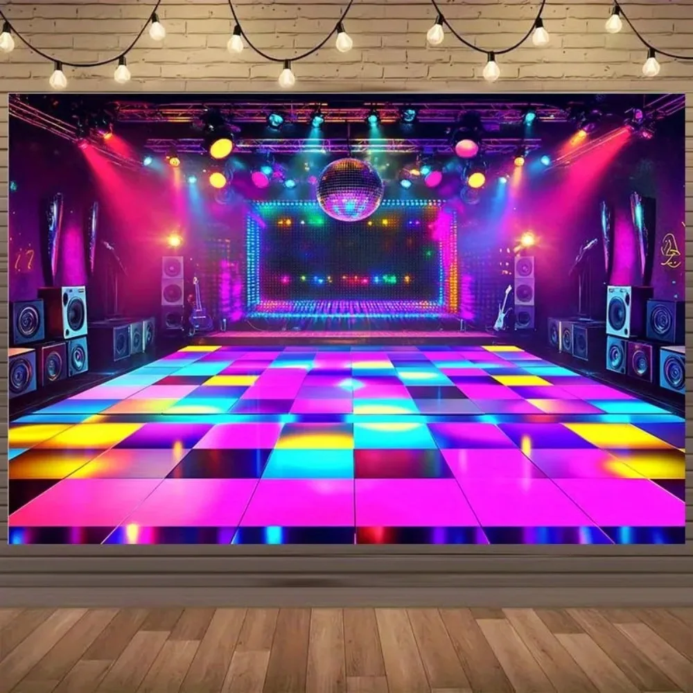 Disco Colored Lighting Stage Theme Party Background Cloth, Adult Gathering Party, Home Decoration Photography Studio Background