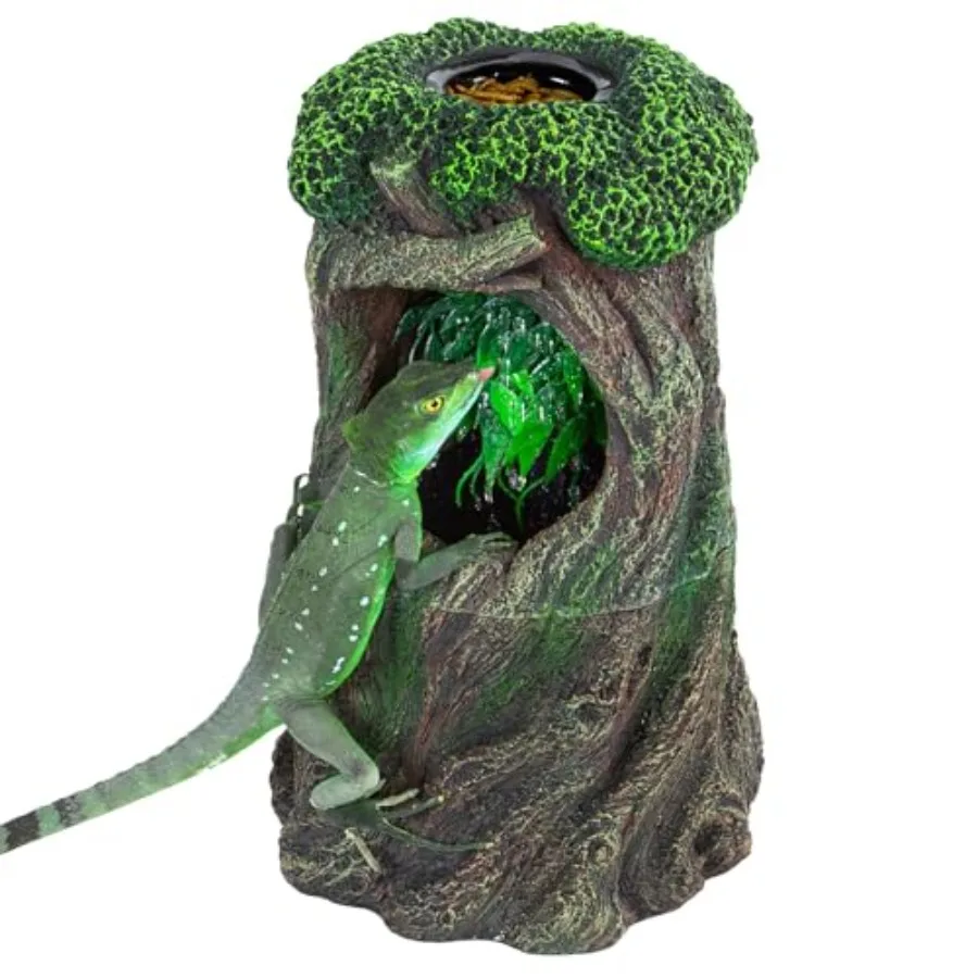 

Reptile Waterfall Drinking Fountain with Food Dish 1000ML Large Reptile Terrarium Water Dispenser for Bearded Dragon Chameleon