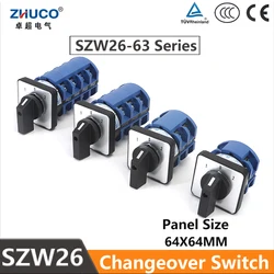 ZHUCO SZW26/LW26-63 63A 660V ON OFF ON Ganrator Universal Rotary Change Over Cam Switch 1/2/3/4 Phases 4/8/12/16 Terminals