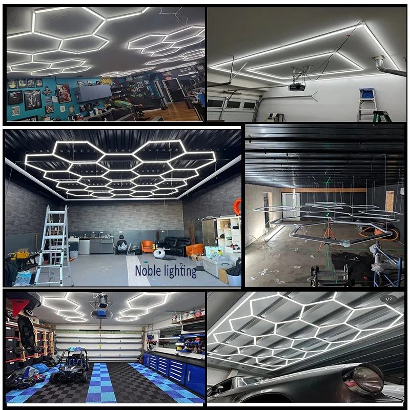 ضوء سقف LED سداسي المرآب 110-265 فولت 6500 كيلو ضوء تفصيل السيارة لورشة عمل السيارات، محل الحلاقة، إضاءة السوبر ماركت #6