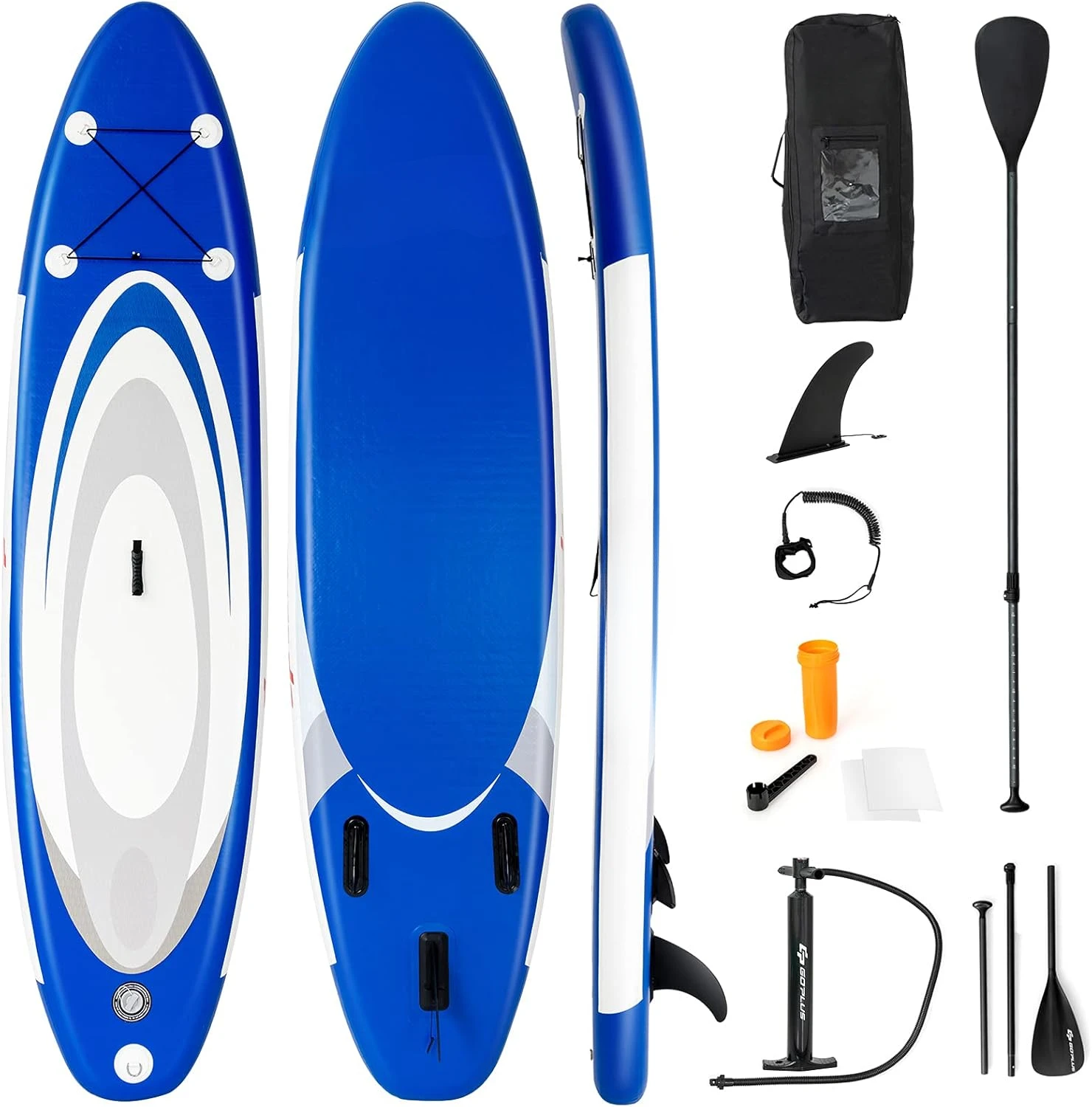 

Inflatable Stand Up Paddle Board, Adjustable Aluminum Paddle, Leash, Carry Bag, Hand Pump, Removable Fin