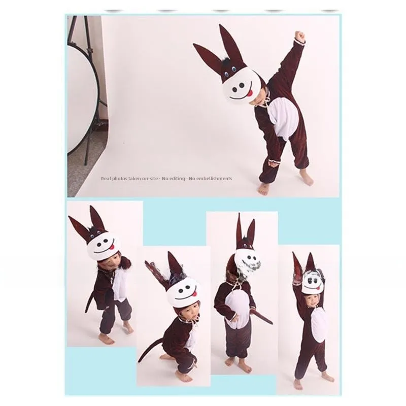 أزياء الهالوين Donkey Onesie المتطابقة بين الوالدين والطفل، زي أداء رياض الأطفال، ملابس كاني السنوية