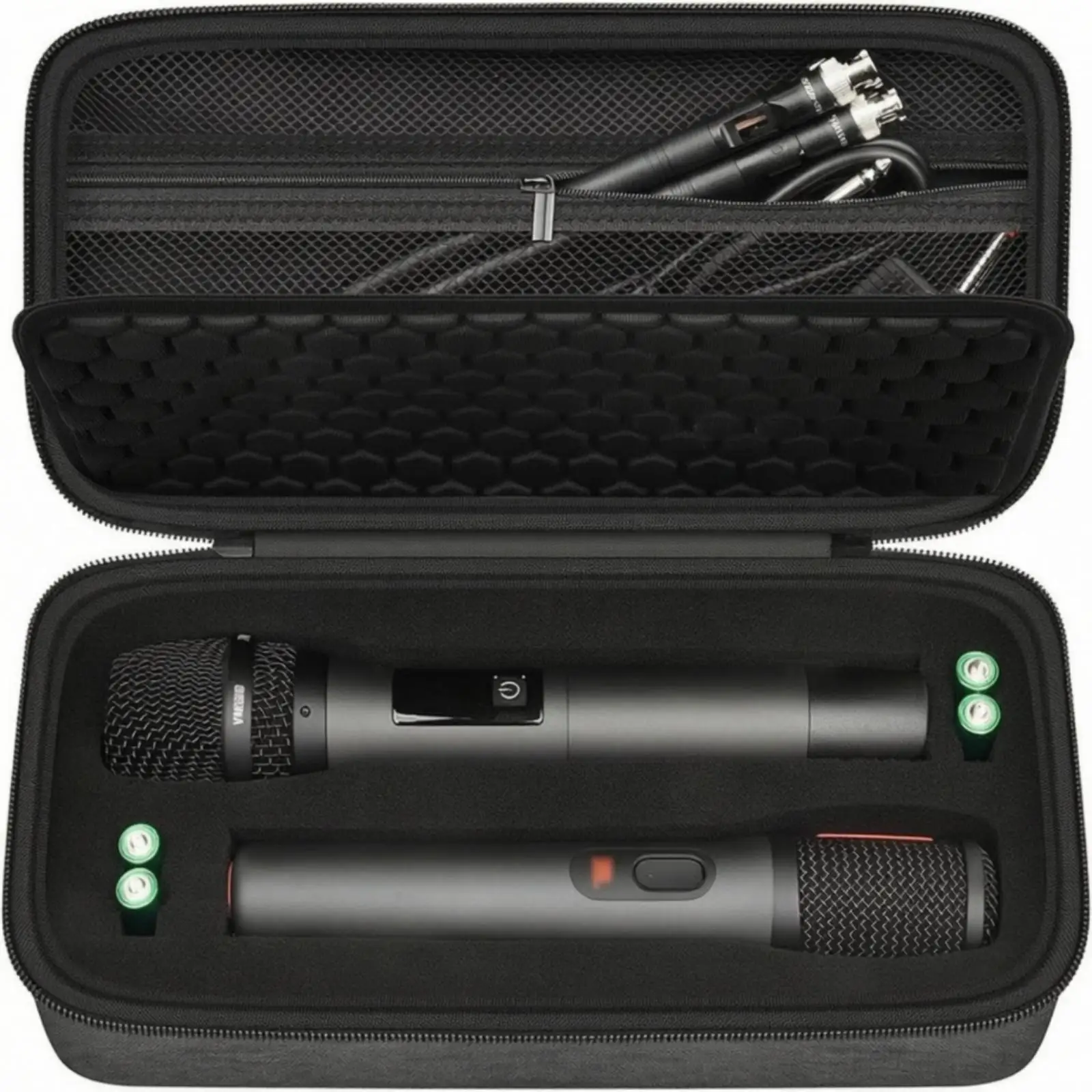 Portable Hard Shell Microphone Carry Case with Molded Slots for Studio and Gig Use